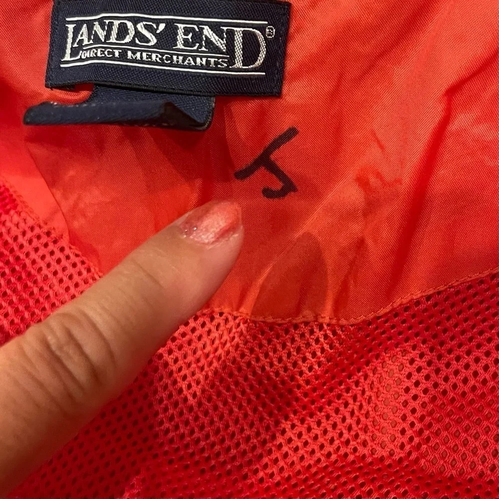 Lands' End Nylon Shell (Dark Salmon) Long Sleeve Full Zip Jacket XL Hooded